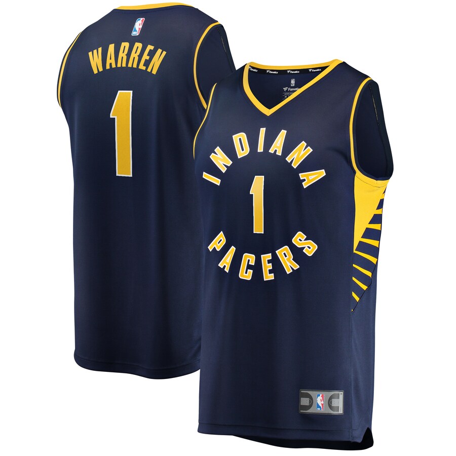Men's Indiana Pacers #1 T.J. Warren Navy Stitched Jersey